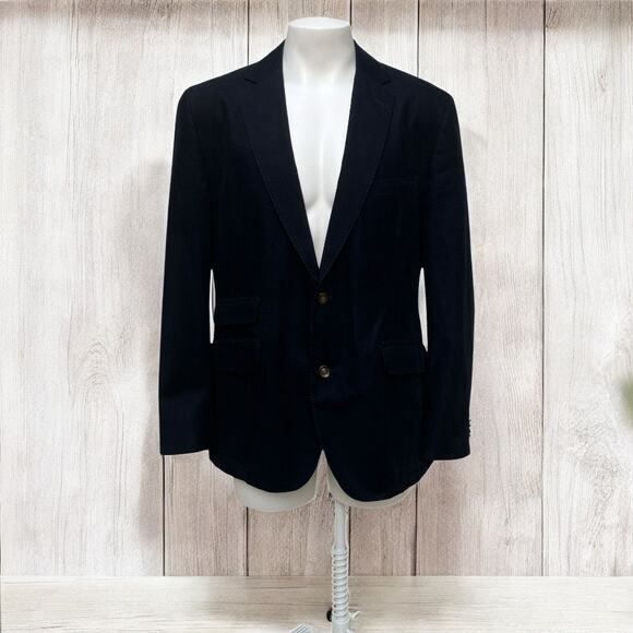 Kroon Blazer Jacket 42 R Black Sting Wash Two Button Cotton Careerwear Preppy - Picture 1 of 16